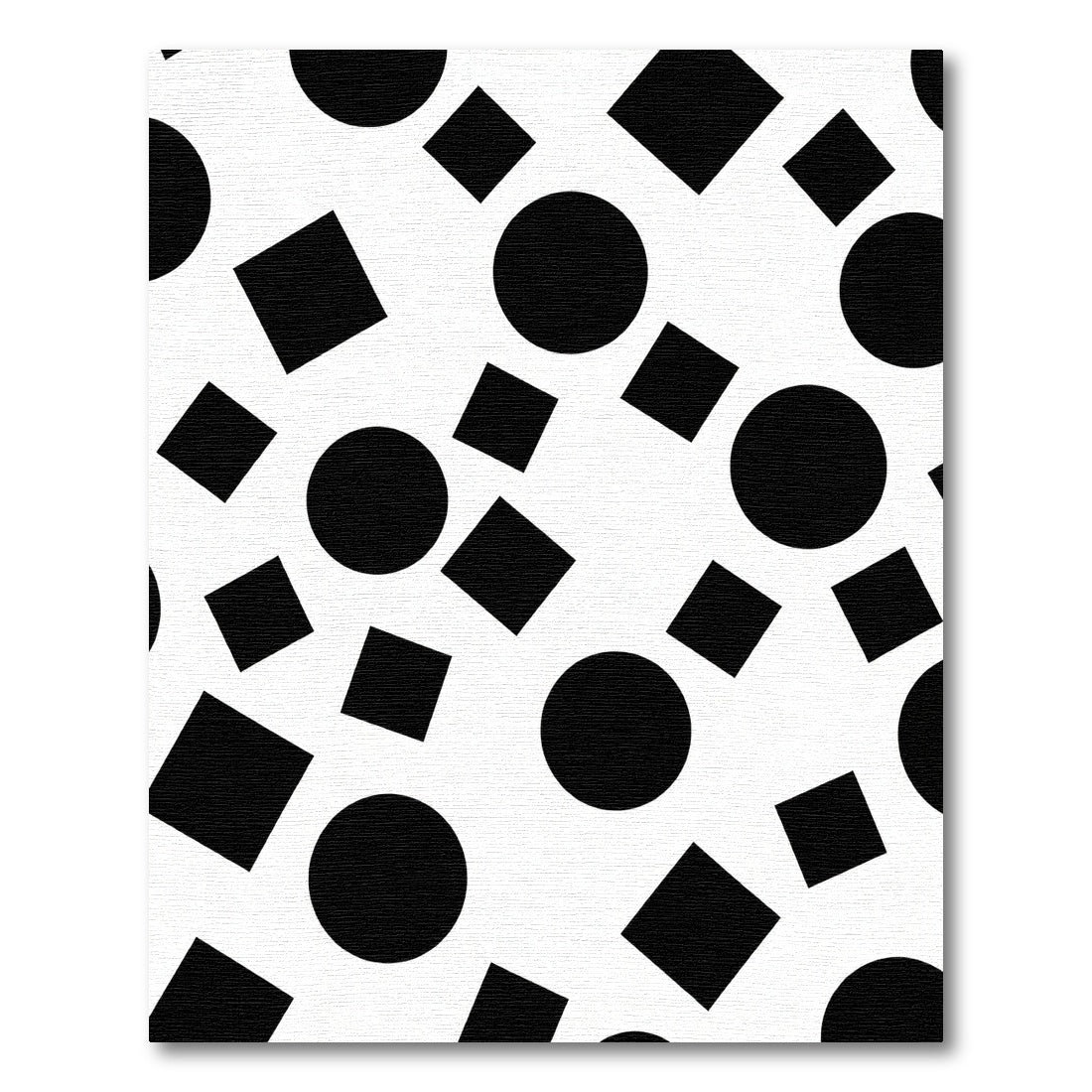 Black and White Geometric Circles Squares Rug