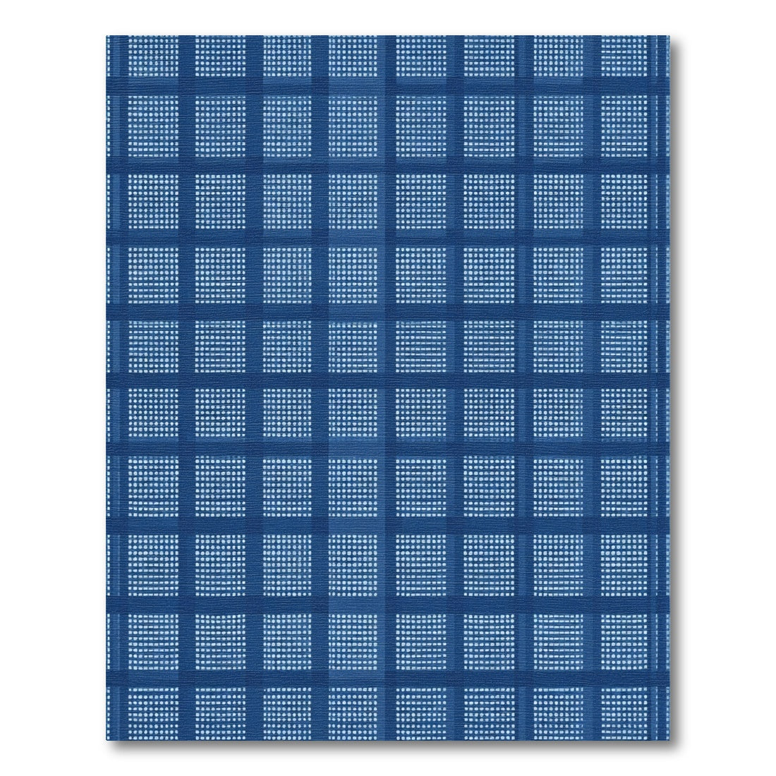 Indigo Blue Plaid Squares Rug