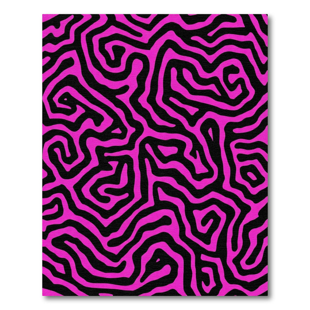 Vibrant Pink Black Maze Texture Rug