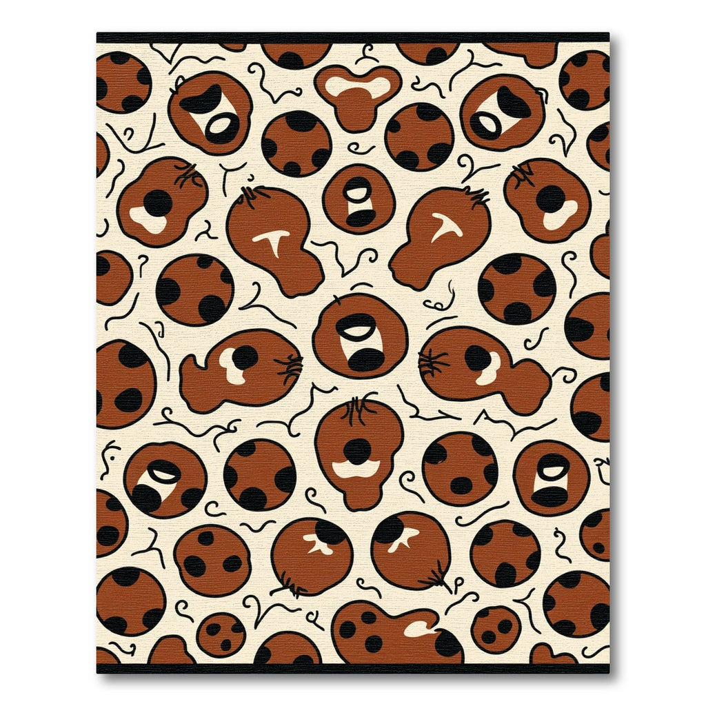 Brown Ochre Playful Figures Random Layout Rug