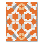 Orange White Geometric Mid Century Rug