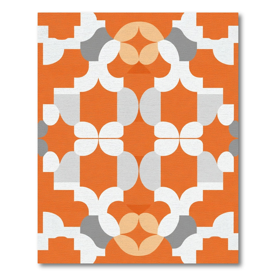 Orange White Geometric Mid Century Rug