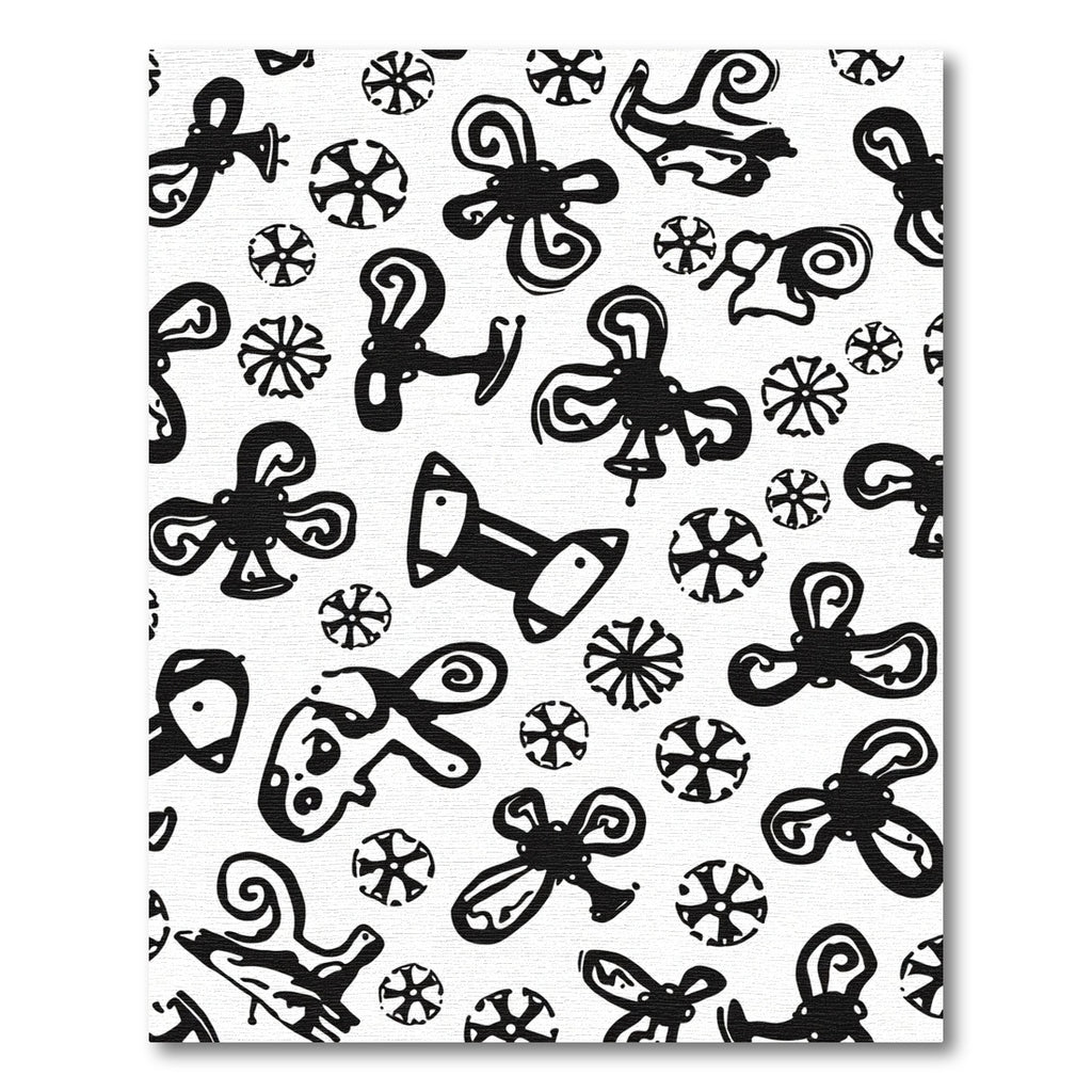 Abstract Black Whimsical Clover Spots Rug