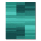 Teal Gradient Geometric Blocks Rug