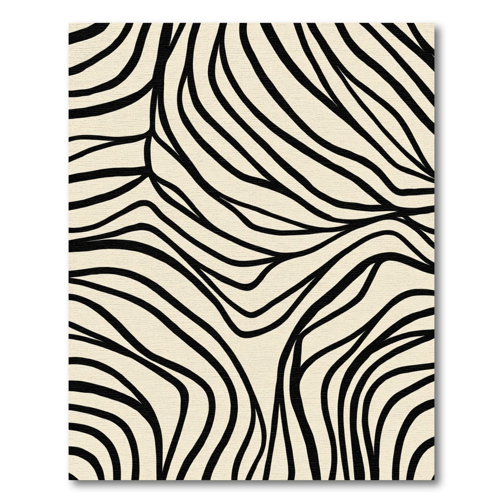 Cream Black Organic Stripe Waves Rug