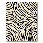 Cream Black Organic Stripe Waves Rug