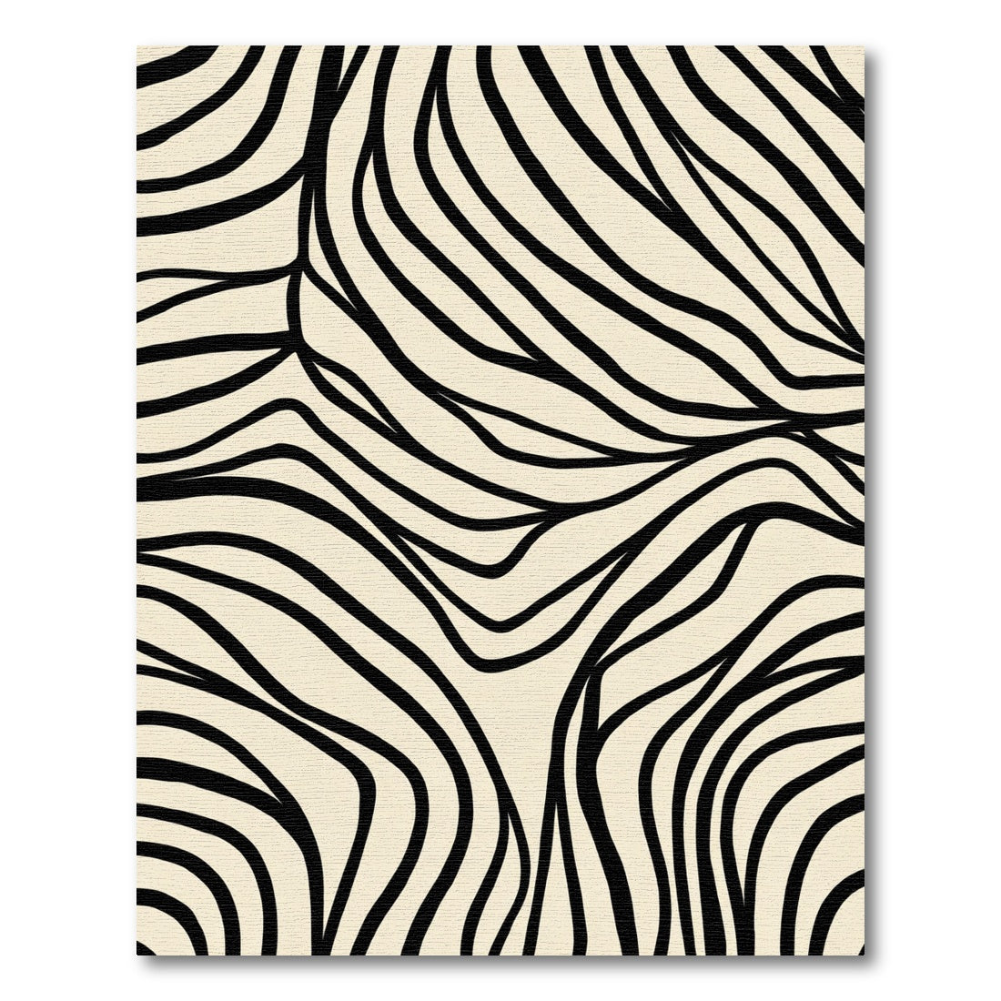 Cream Black Organic Stripe Waves Rug