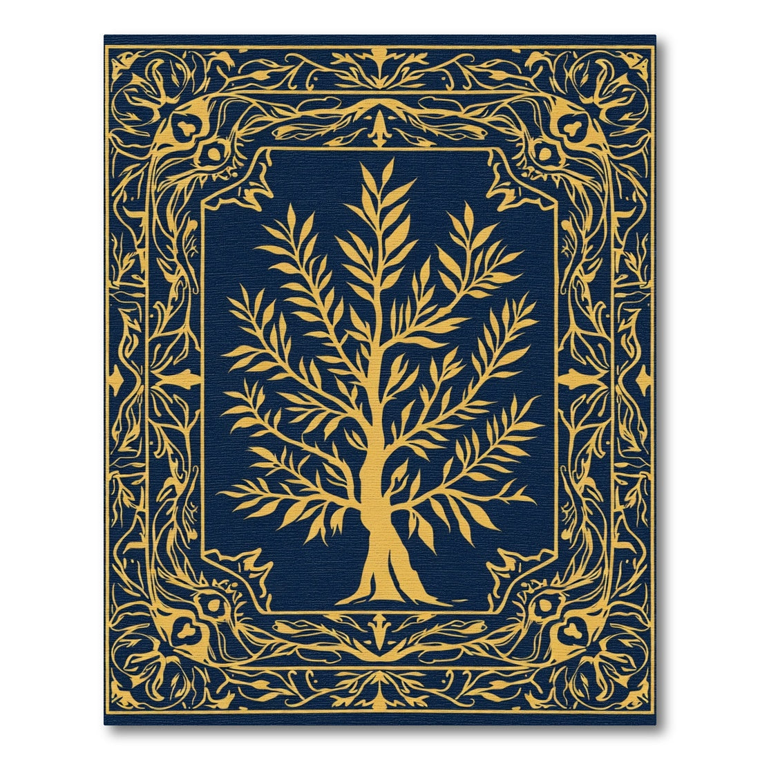 Golden Tree Of Life Border Rug