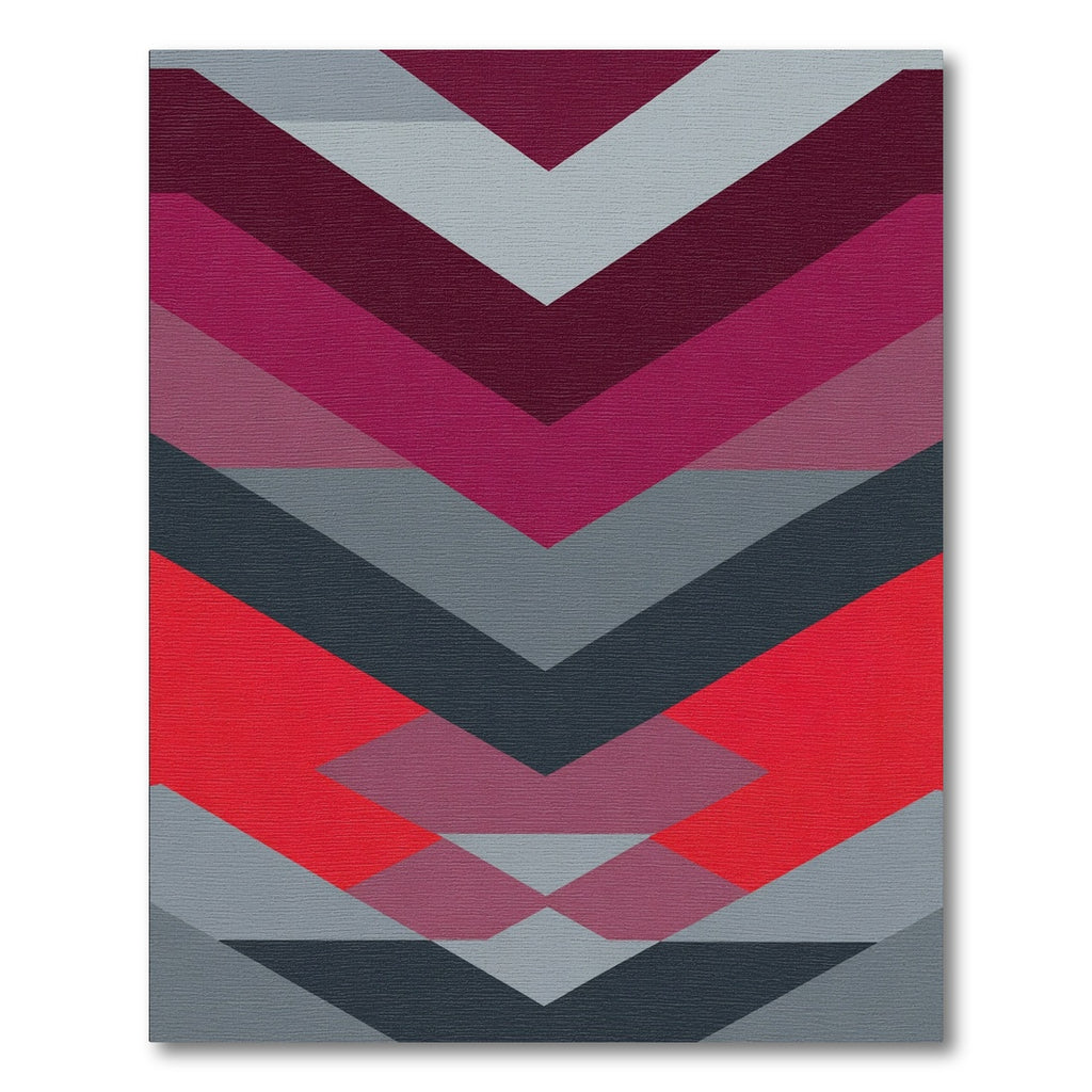 Bold Red Gray Chevron Geometric Rug