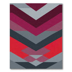 Bold Red Gray Chevron Geometric Rug
