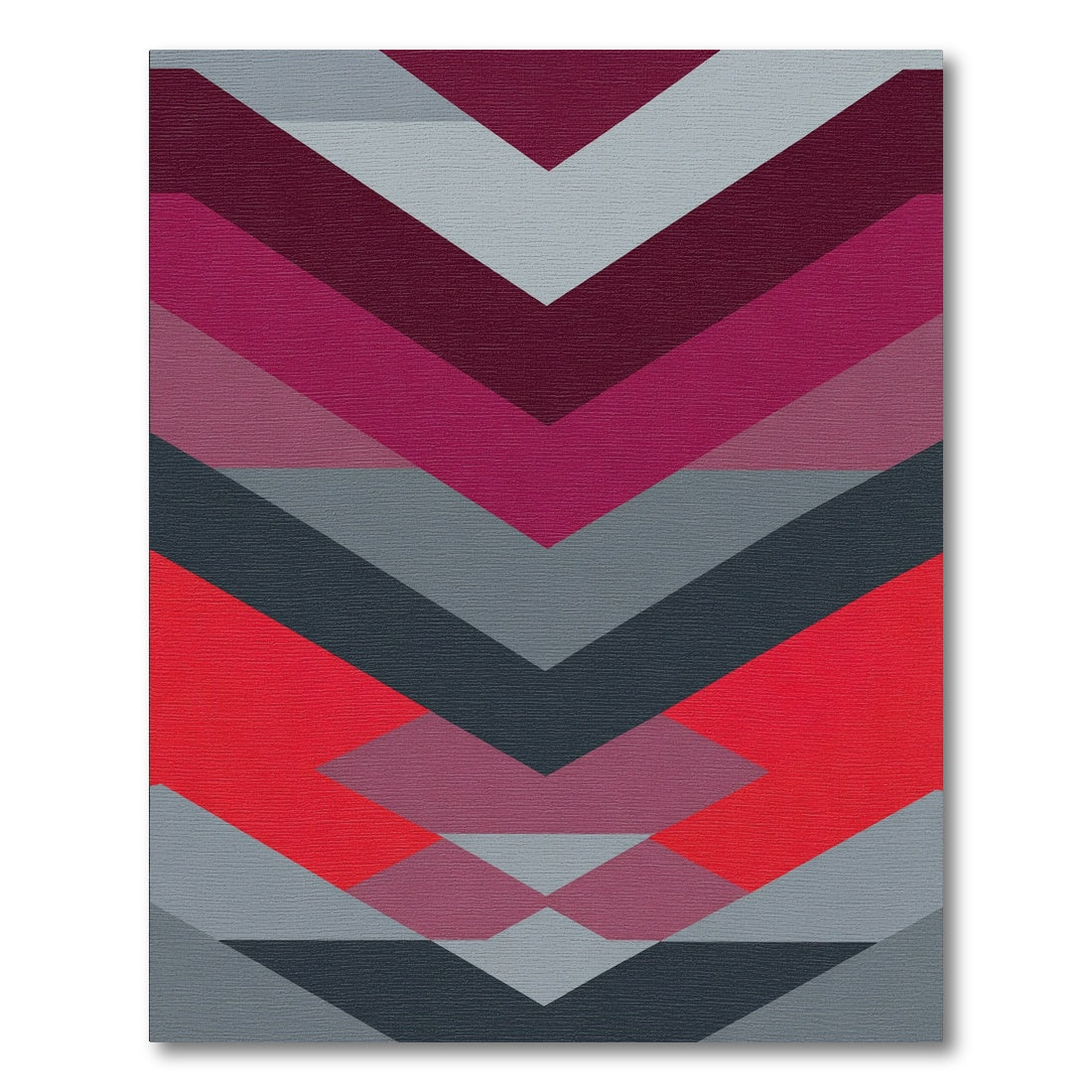 Bold Red Gray Chevron Geometric Rug