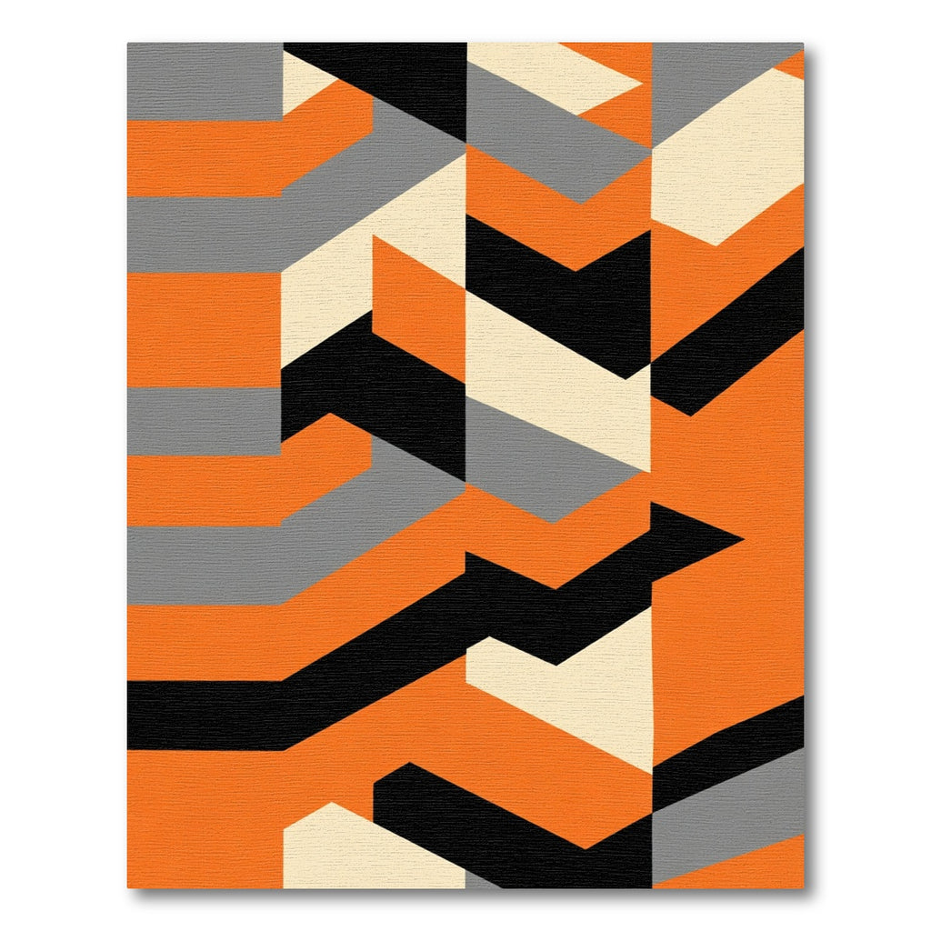 Orange Black Gray Geometric Angles Rug