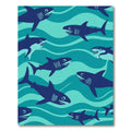 Deep Blue Shark Wave Repeat Rug