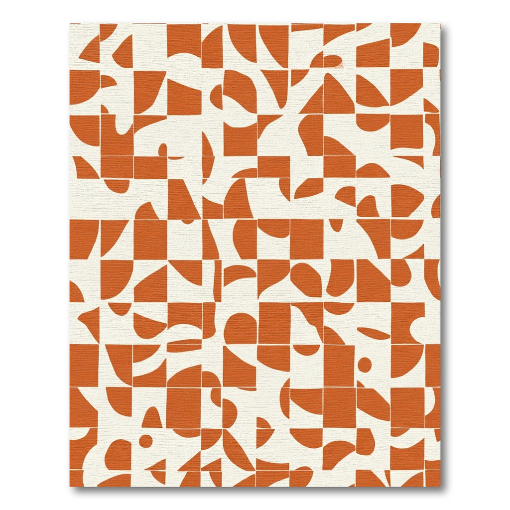 Terracotta Abstract Organic Grid Rug