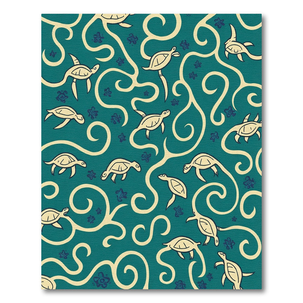 Coastal Teal Turtle Swirl Arrangement Rug