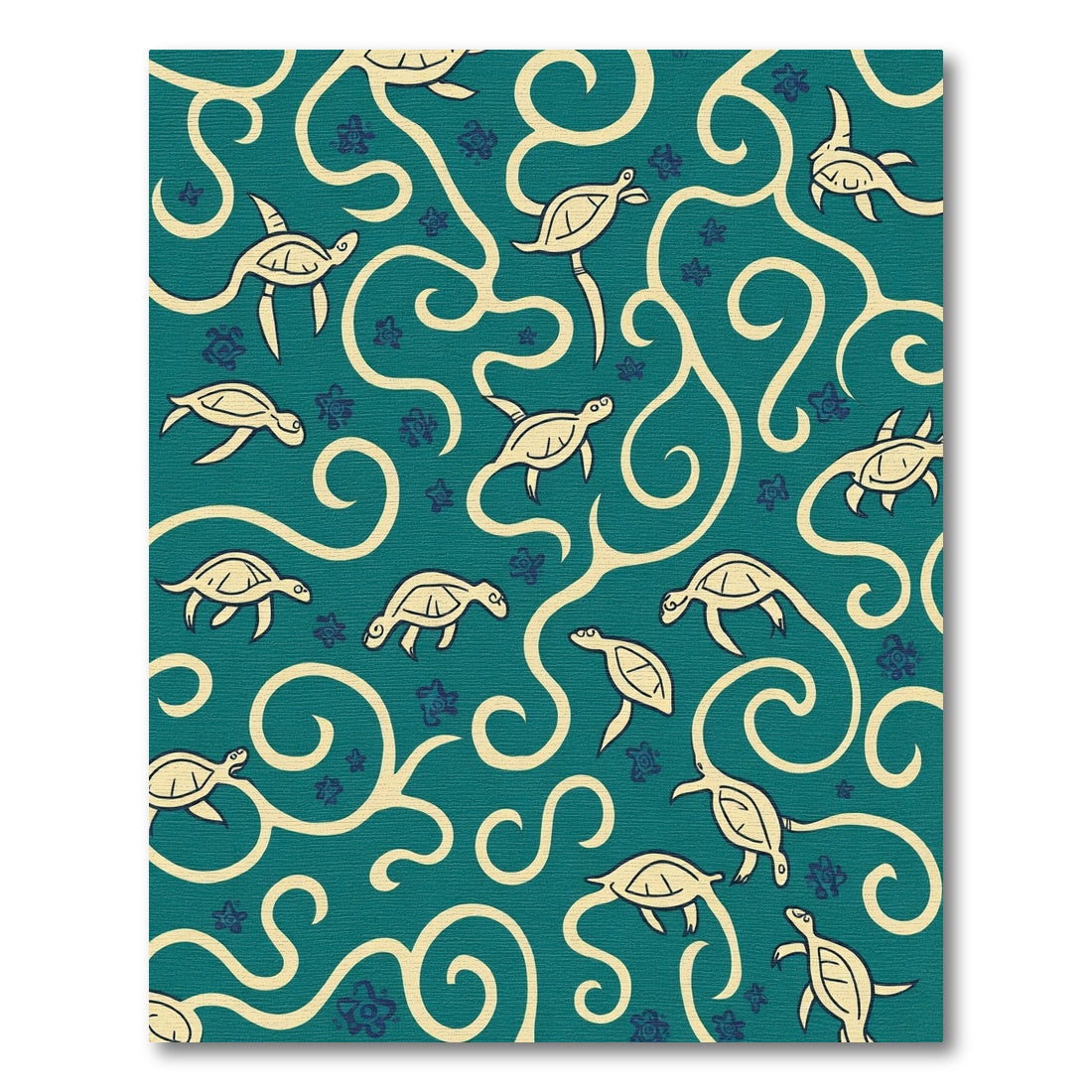 Coastal Teal Turtle Swirl Arrangement Rug