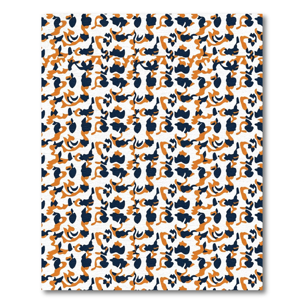 Burnt Orange Navy Camouflage Abstract Rug