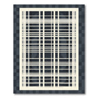 Cream Grid Overlay Dark Background Rug