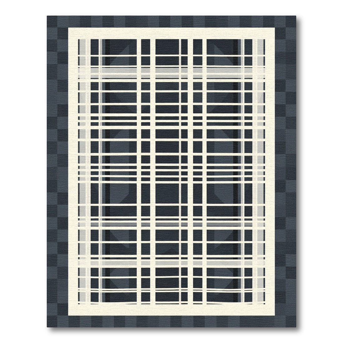 Cream Grid Overlay Dark Background Rug