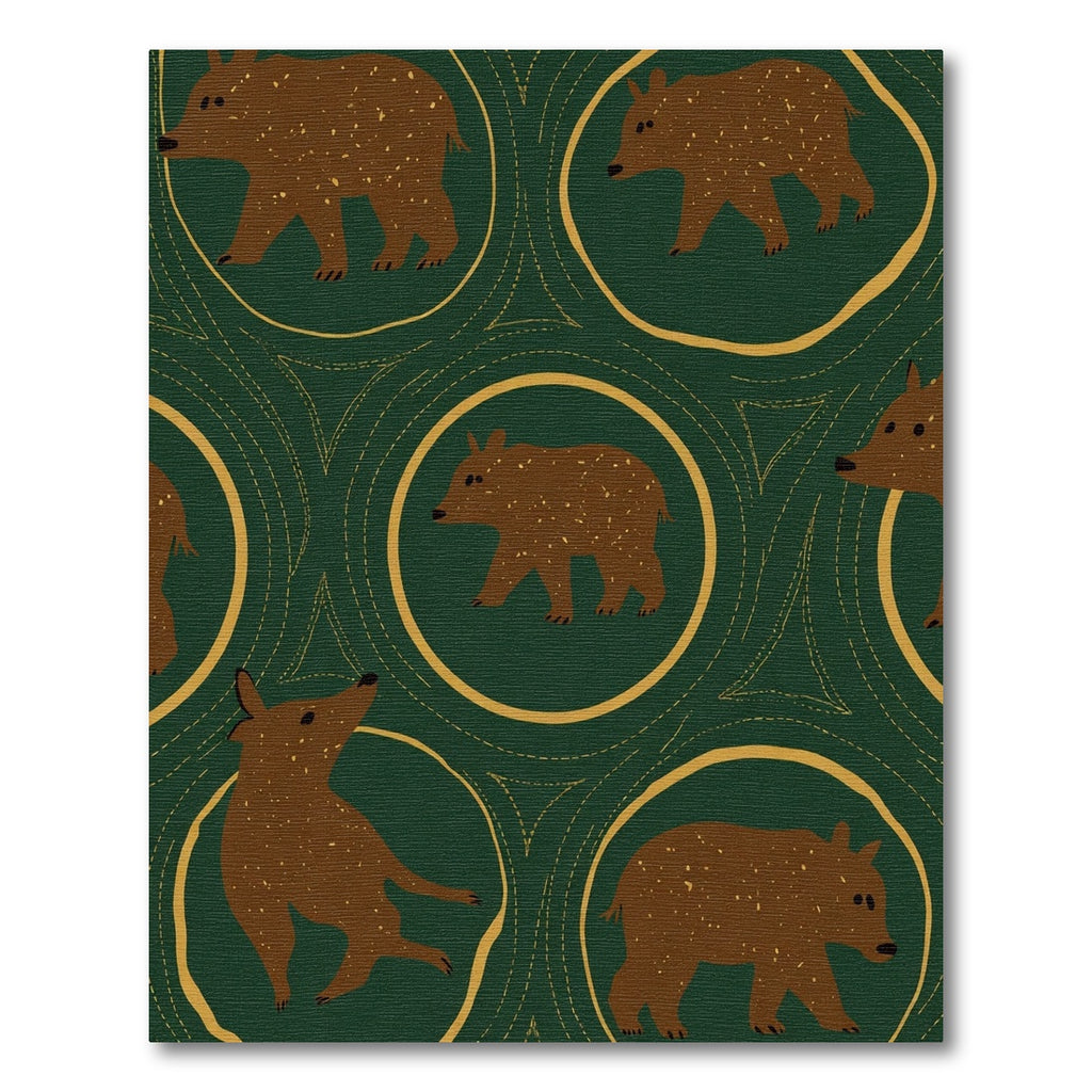 Woodland Bear Medallion Hunter Green Rug