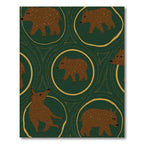 Woodland Bear Medallion Hunter Green Rug
