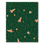 Whimsical Peach Birds Forest Greens Rug