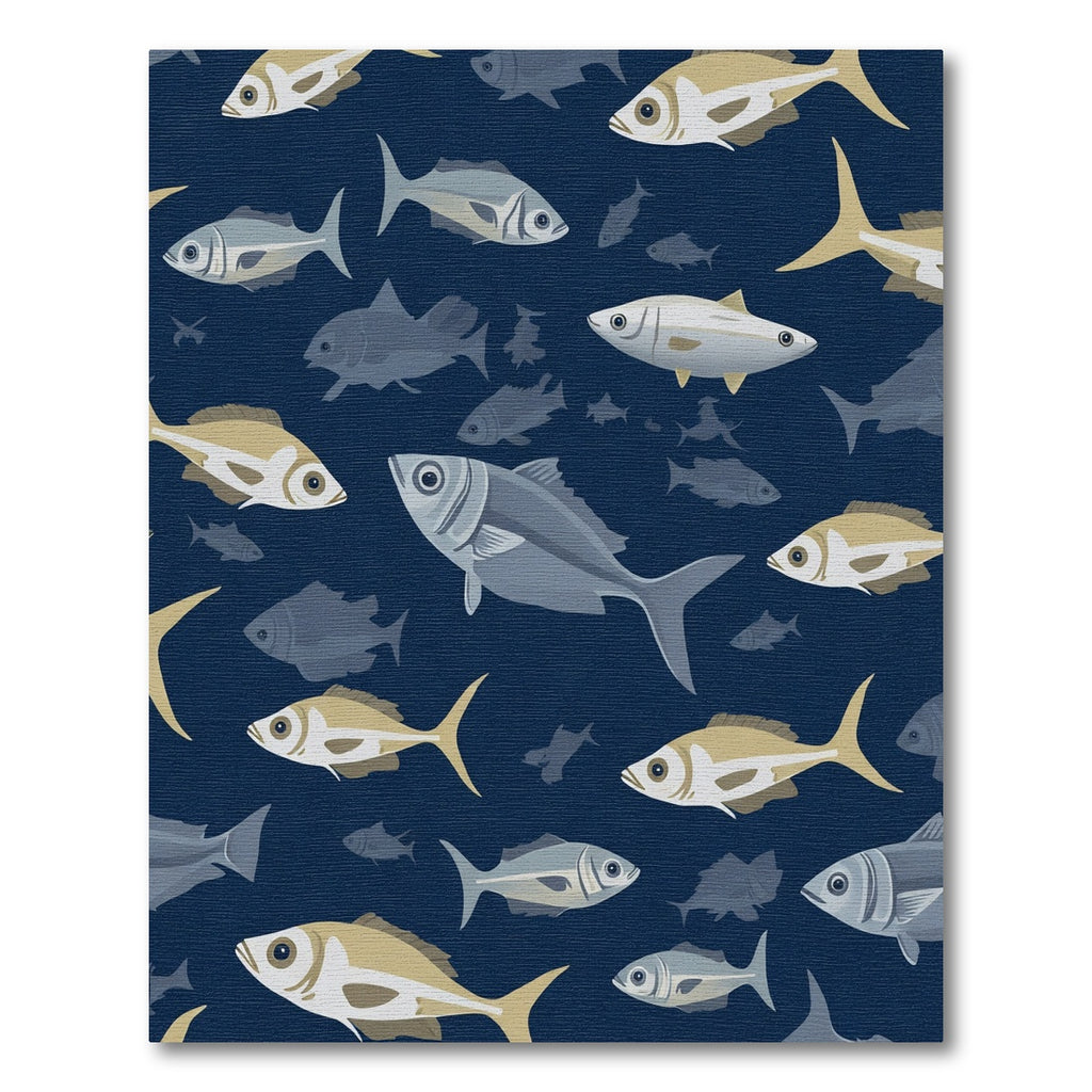 Deep Blue School of Fish Rug