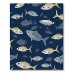 Deep Blue School of Fish Rug