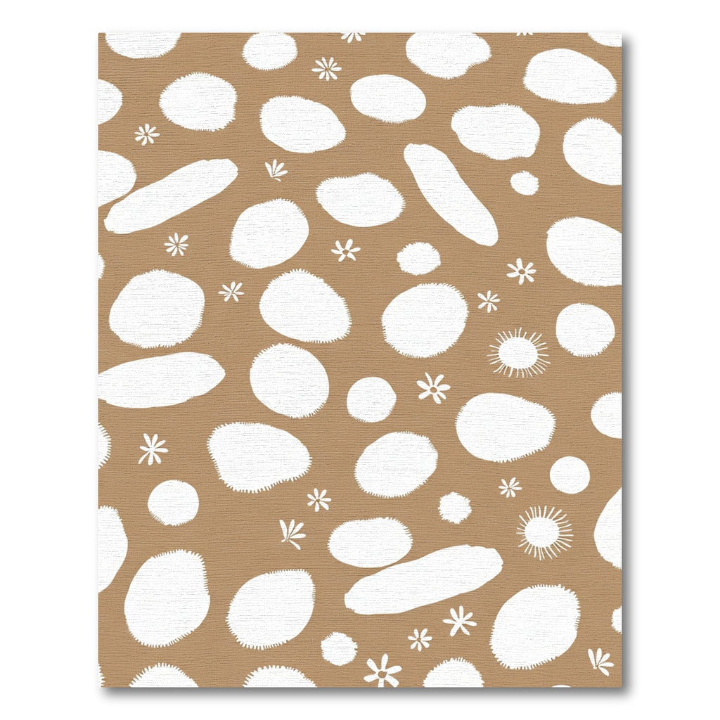 Camel White Organic Abstract Circles Rug