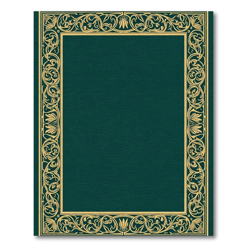 Gold Art Nouveau Leaf Frame Border Rug