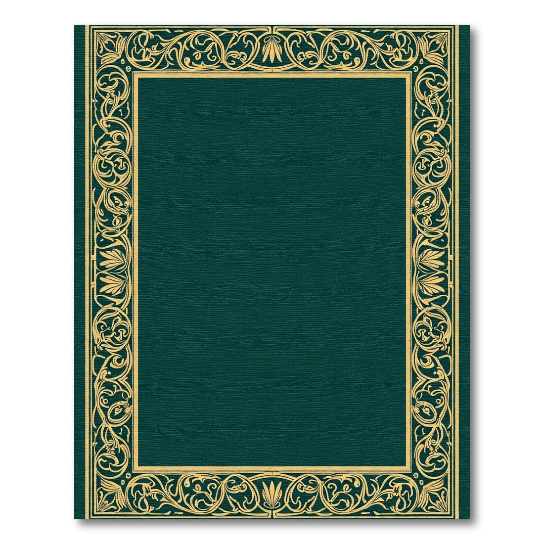 Gold Art Nouveau Leaf Frame Border Rug