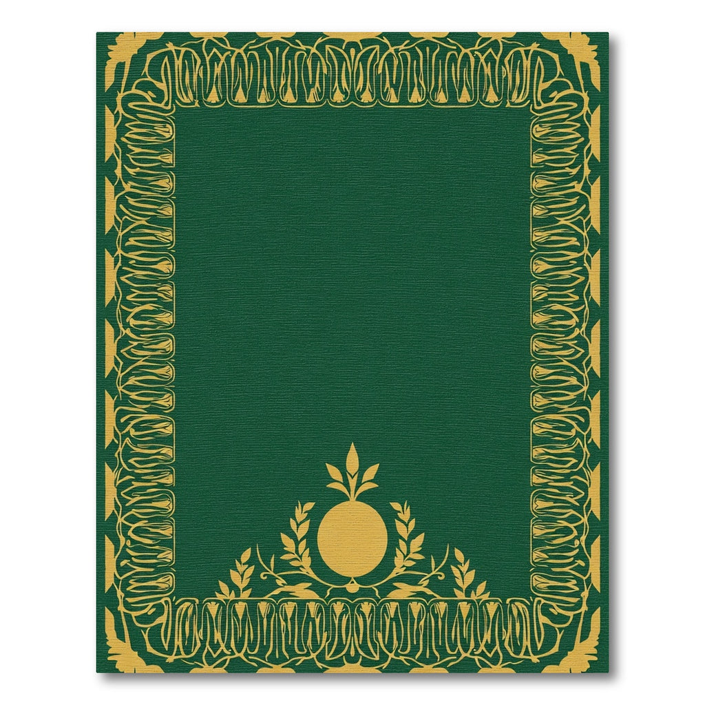 Emerald Green Golden Floral Crest Rug