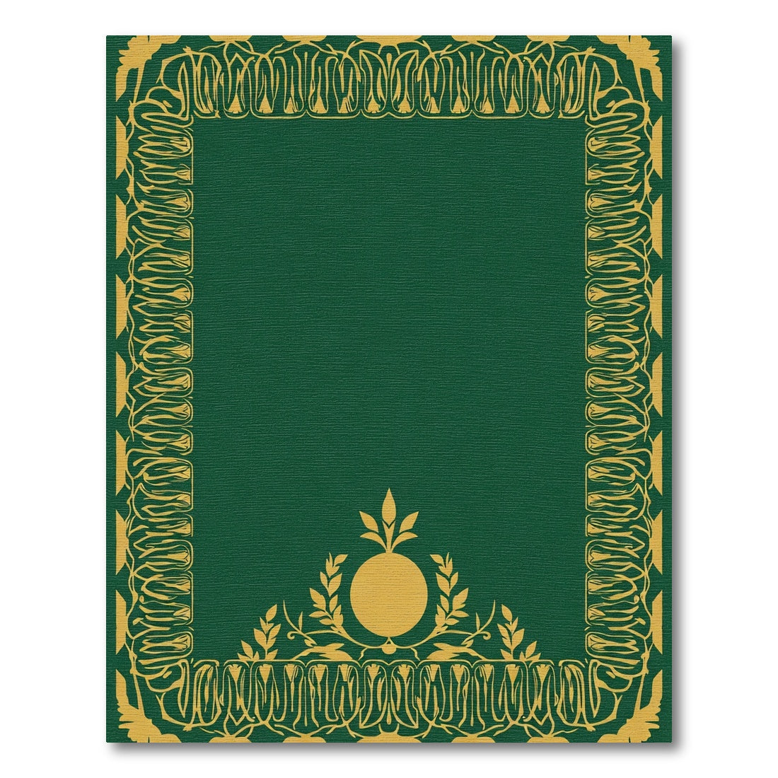 Emerald Green Golden Floral Crest Rug