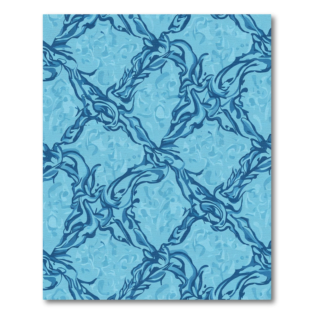 Aqua Blue Swirl Diamond Rug