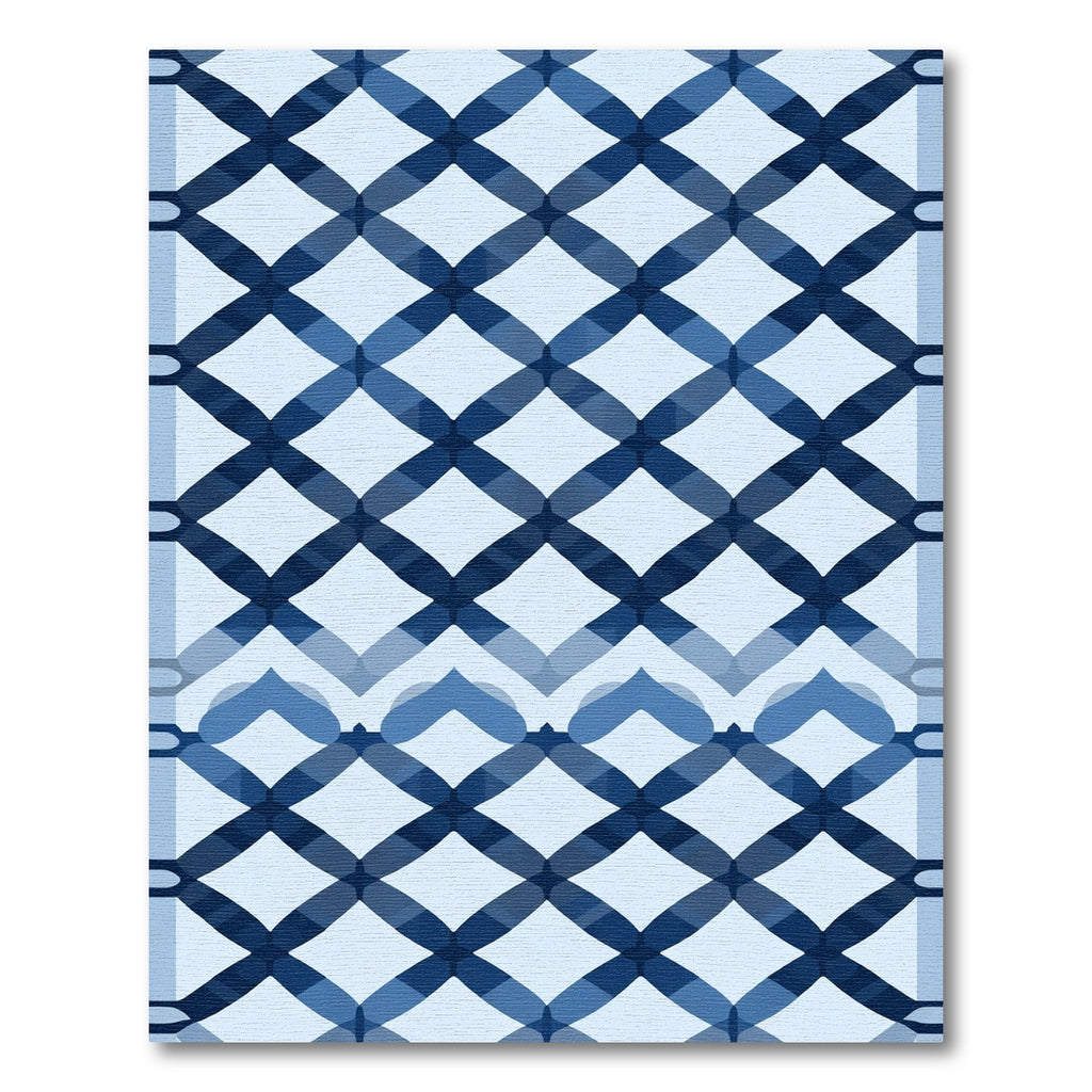 Deep Blue Lattice Overlay Rug