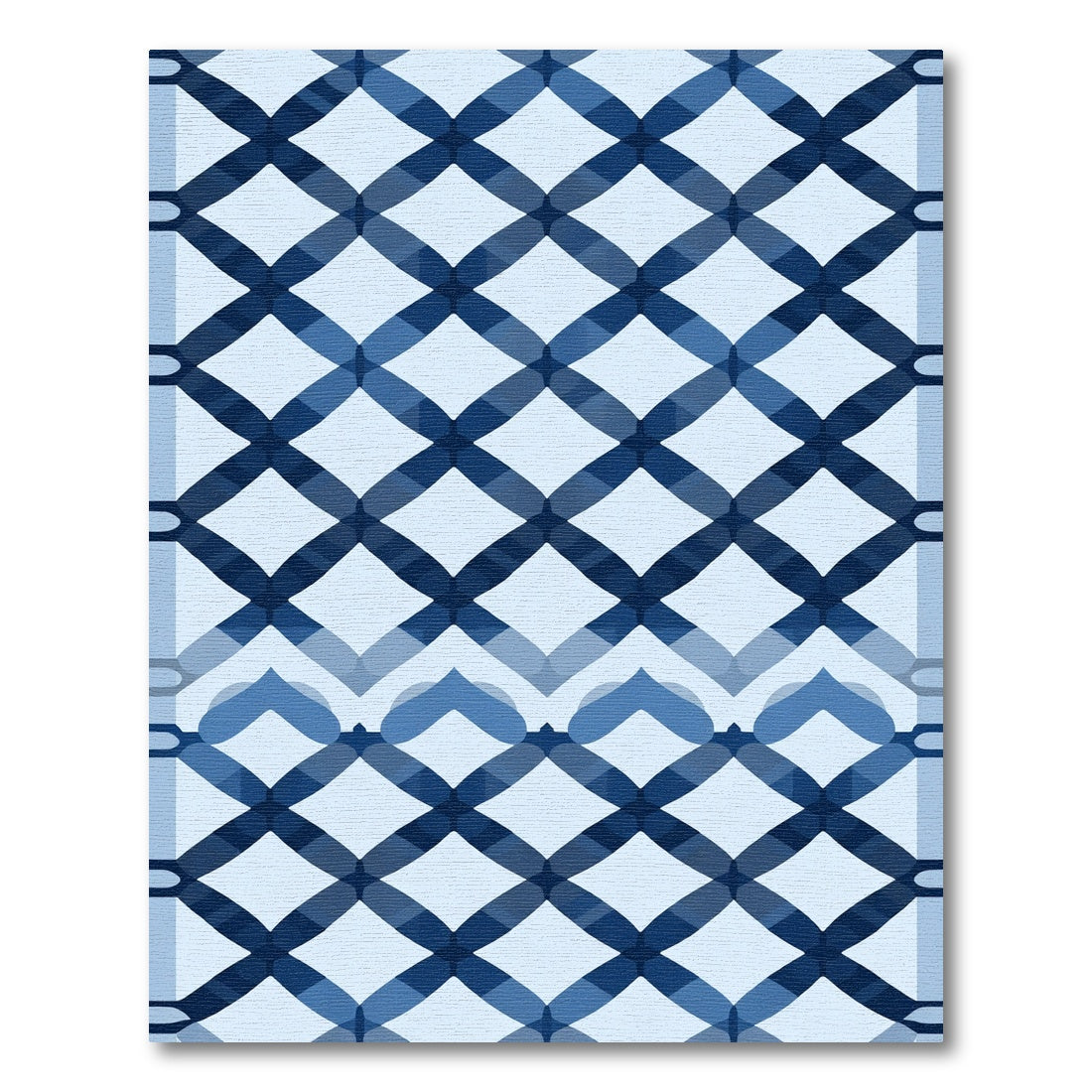 Deep Blue Lattice Overlay Rug