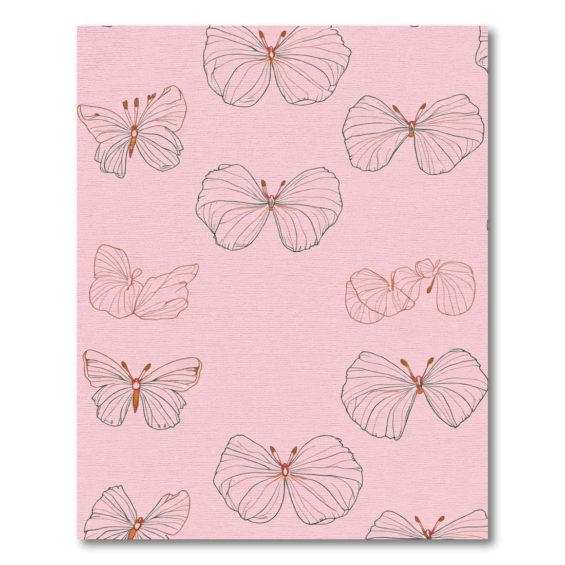 Pink Butterfly Garden Outline Rug