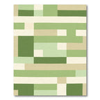 Abstract Green Beige Geometric Blocks Rug