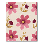 Pink Burgundy Floral Botanical Arrangement Rug