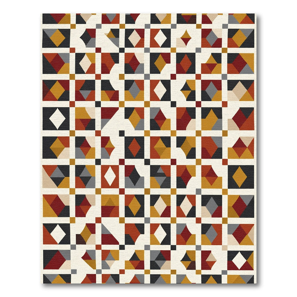 Abstract Geometric Squares with Color Blocks Rug