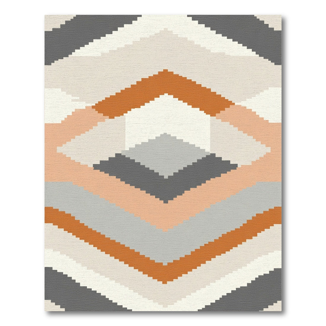 Terracotta Gray Diamond Chevron Rug