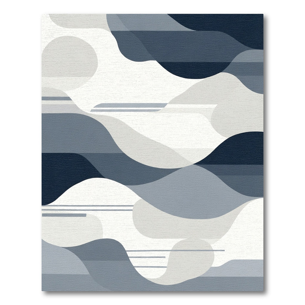 Oceanic Waves Abstract Navy Rug