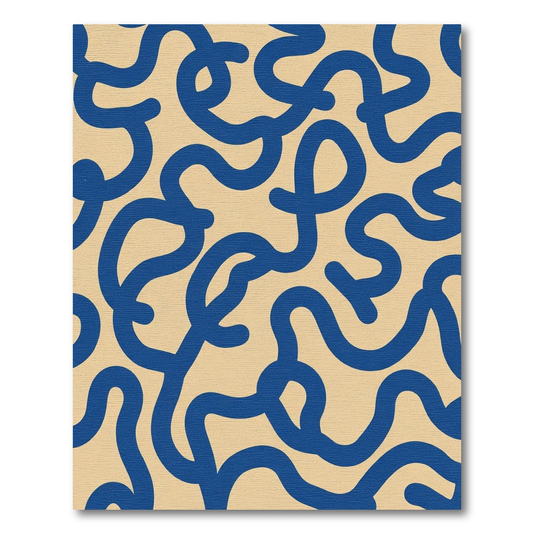 Navy Blue Abstract Continuous Line Rug