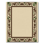 Brown Forest Floral Border Rug