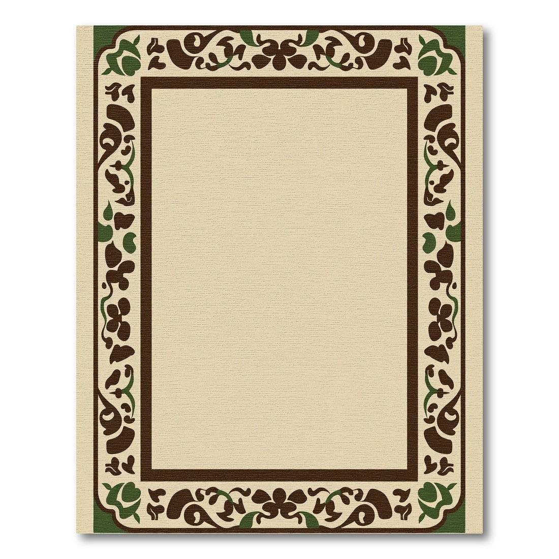 Brown Forest Floral Border Rug