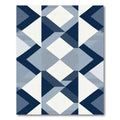 Deep Blue And White Geometric Diamond Rug