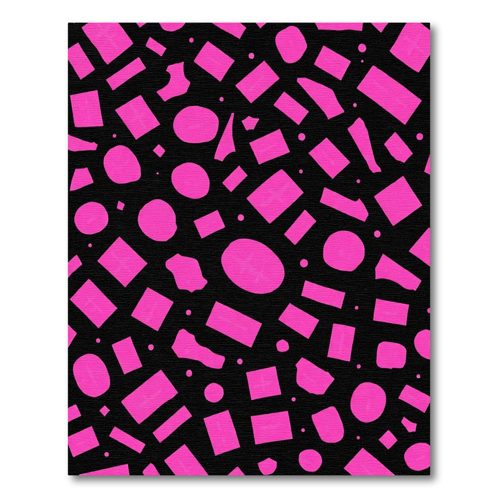 Bold Pink Abstract Shapes Black Rug