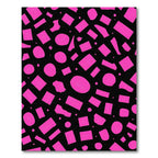 Bold Pink Abstract Shapes Black Rug
