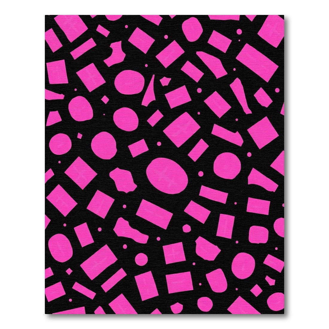 Bold Pink Abstract Shapes Black Rug