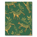 Emerald Green Safari Animal Botanical Print Rug